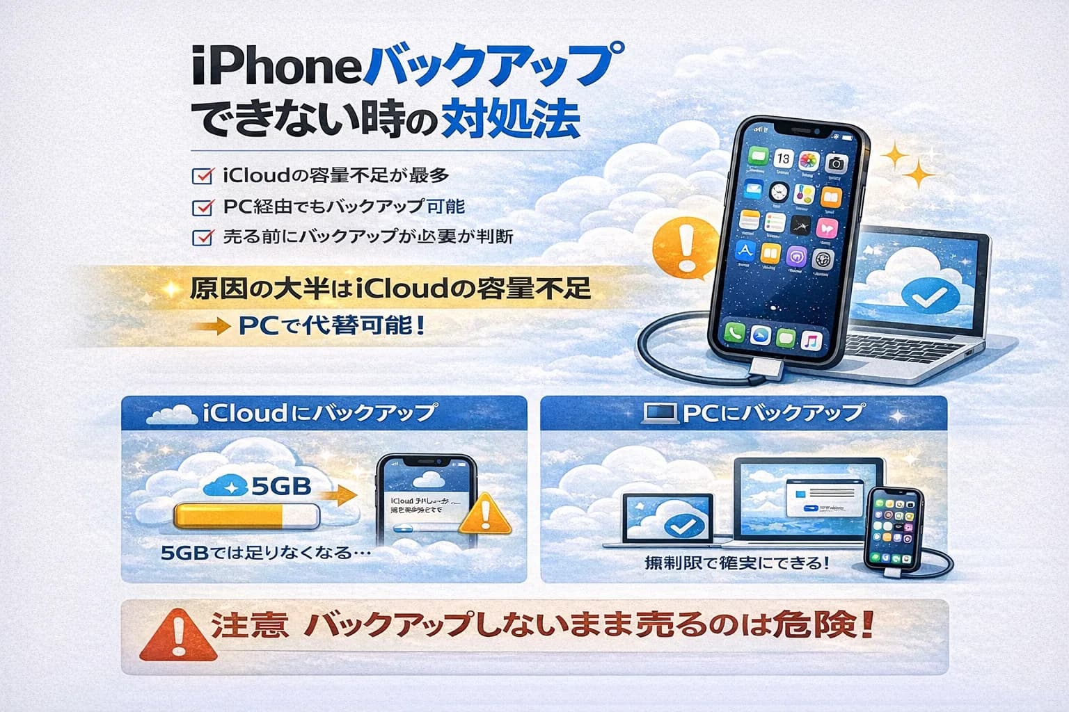 iPhoneバックアップできないときの対処法｜売却前でも安心