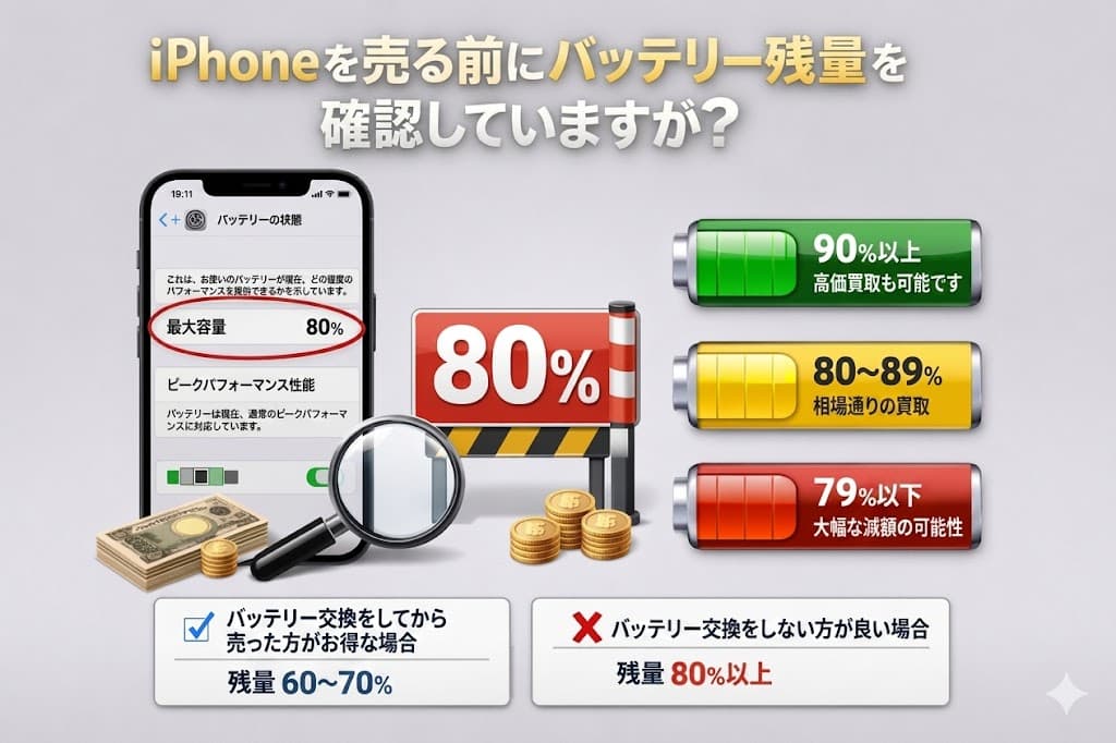 iPhoneのバッテリー残量80%問題|売却前に知っておきたい査定への影響