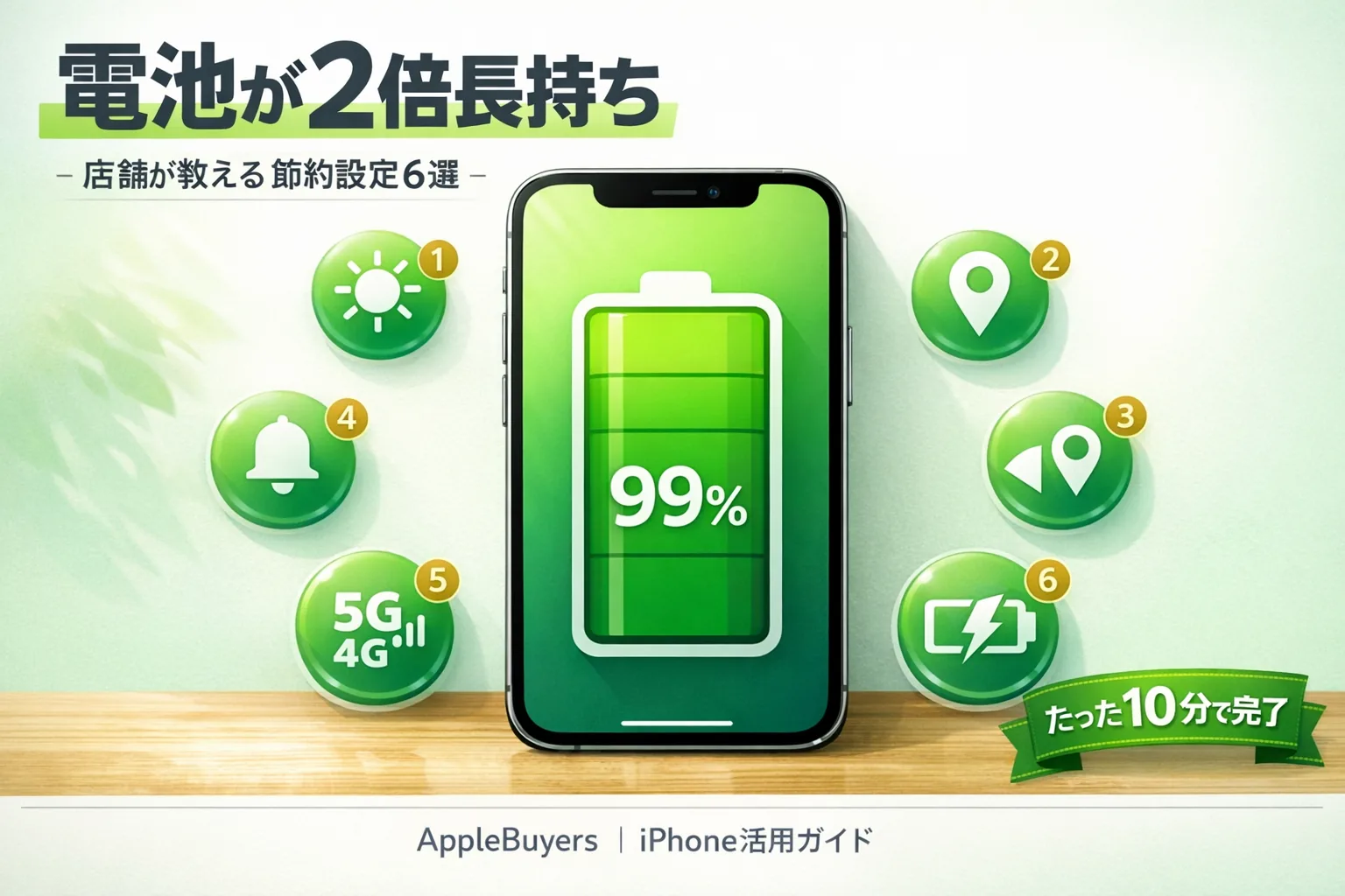 iPhone電池が2倍長持ちする設定6選|たった10分で完了【2026】