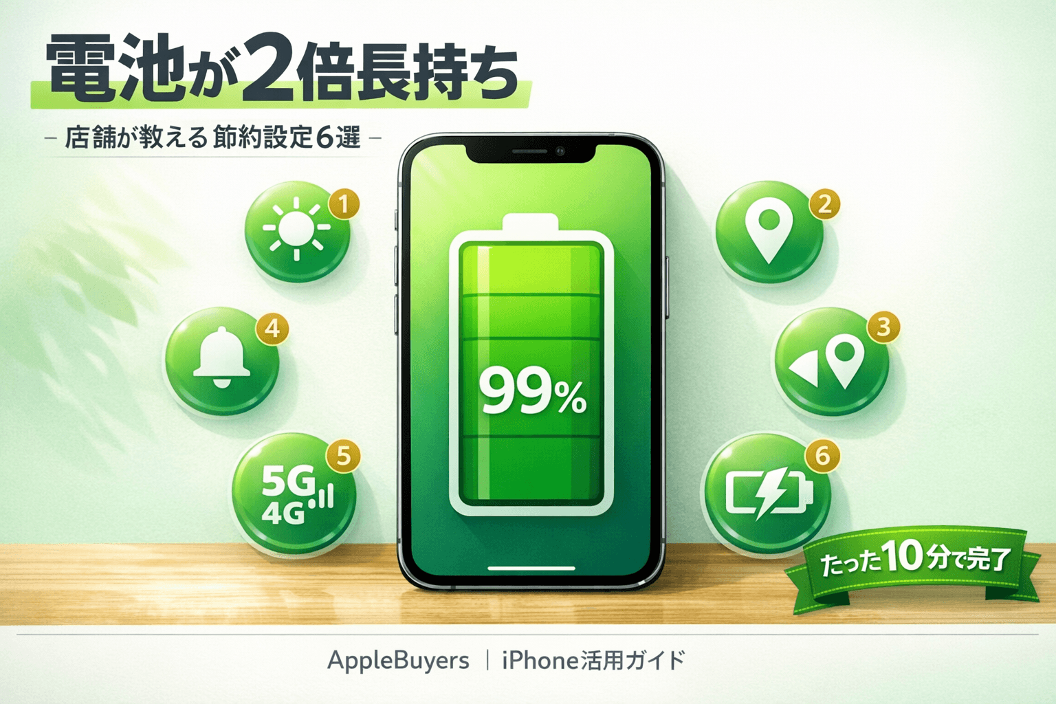 iPhone電池が2倍長持ちする設定6選|たった10分で完了【2026】