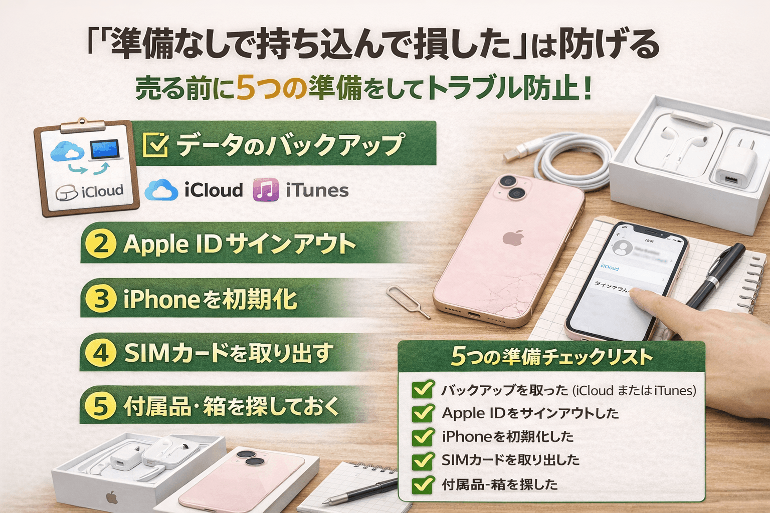 iPhoneを売る前に絶対やるべき5つの準備|データ消去からSIMロック解除まで